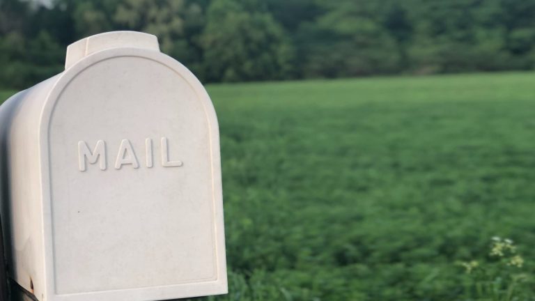 mailbox with green filed in the background