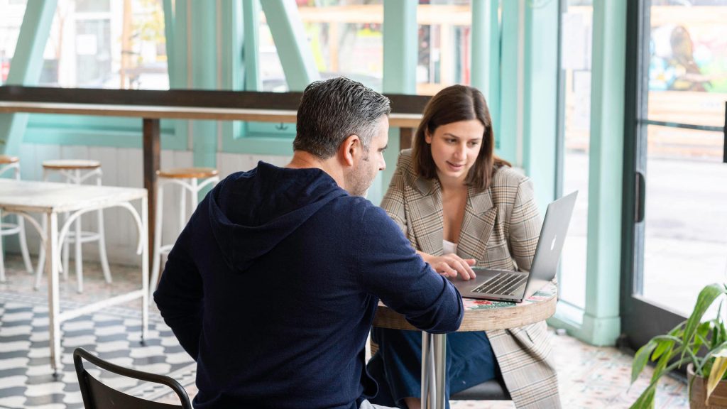 two people having a meeting