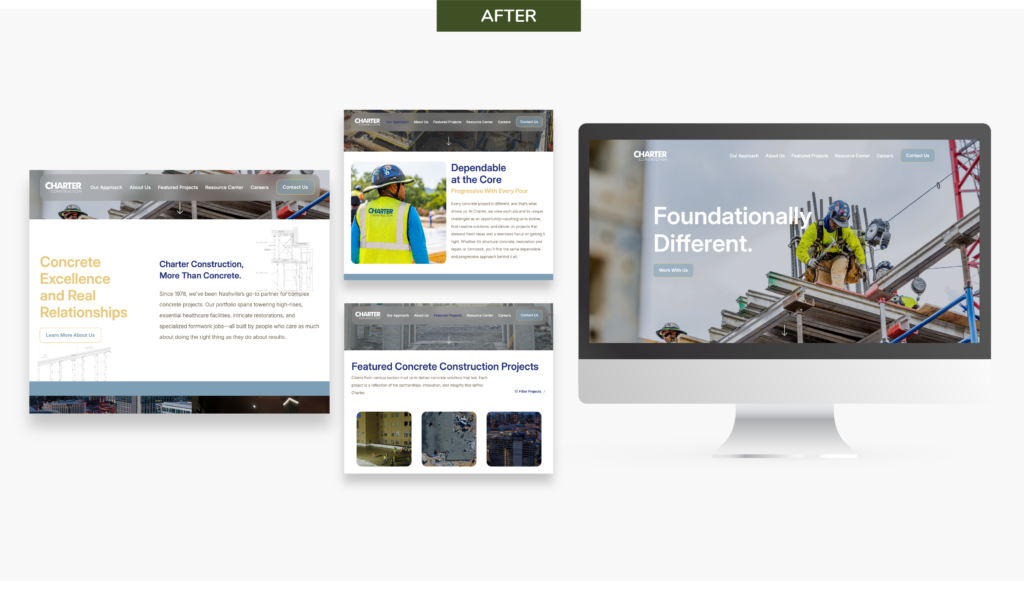charter construction website design mock up