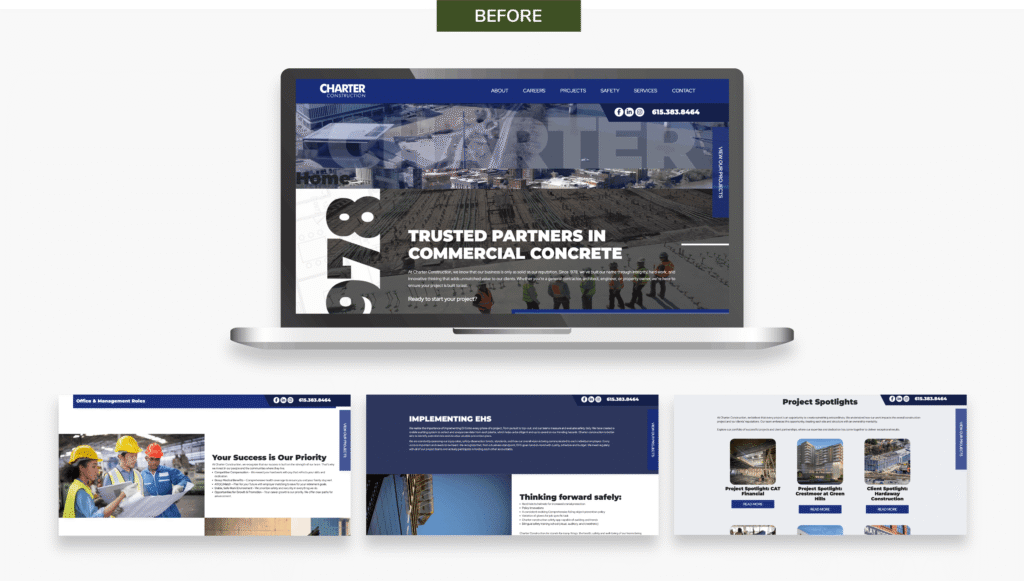 charter website before mock up